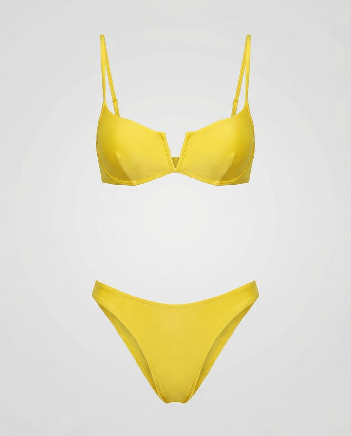 Damski bikini z fiszbinami i efektem push-up | Regulowane ramiączka