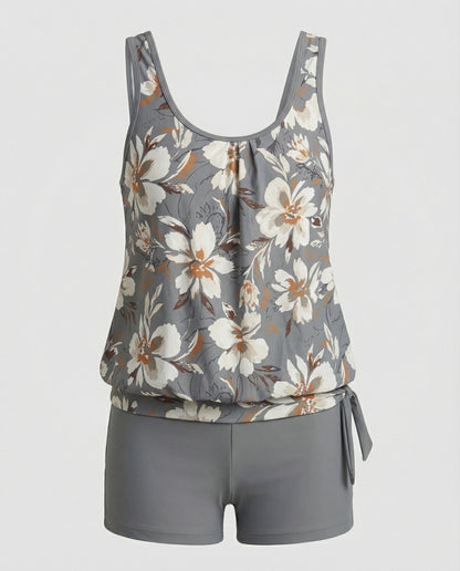 Damen Ärmelloses Tankini-Set mit Blumenmuster | Zweiteiler