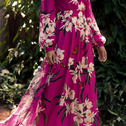 Damen Maxikleid | Florales Design und Fließende Silhouette | Eleganter Stil für Besondere Anlässe