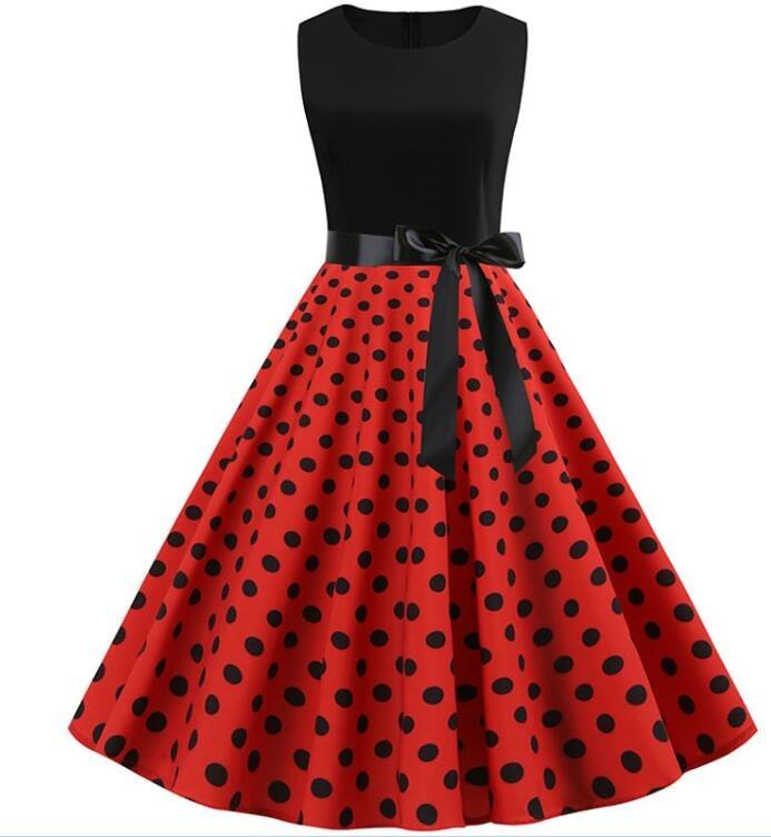 Rochie damă fără mâneci, croială fit-and-flare | Fustă cu buline