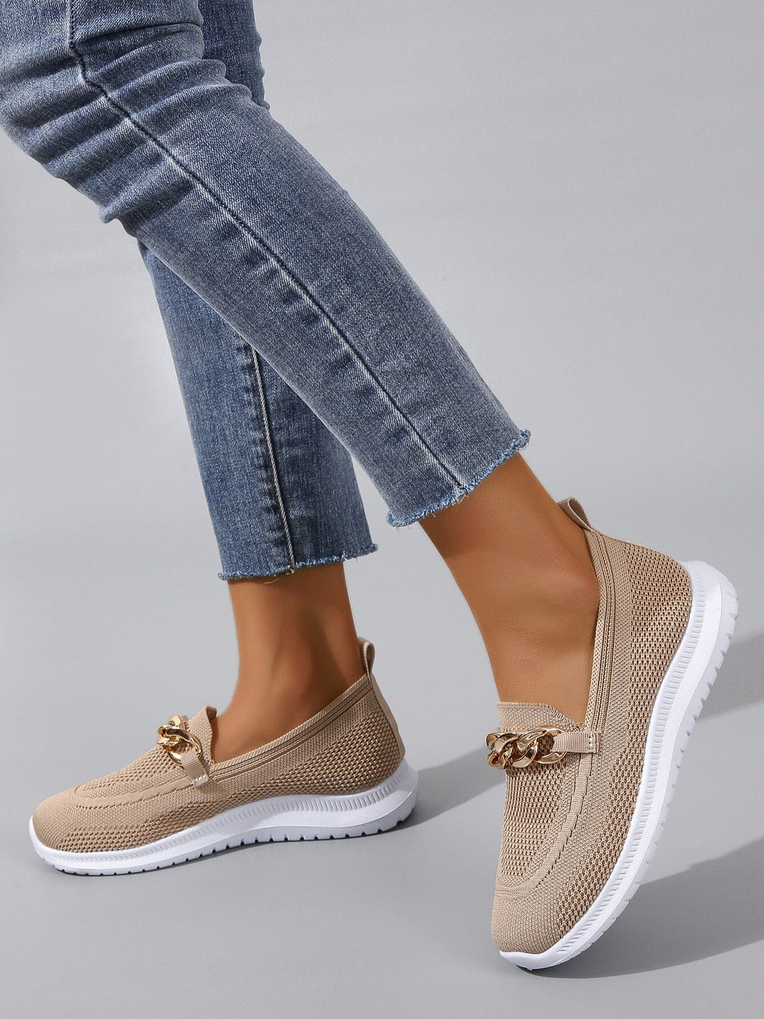 Damskie dzianinowe mokasyny wsuwane | casual