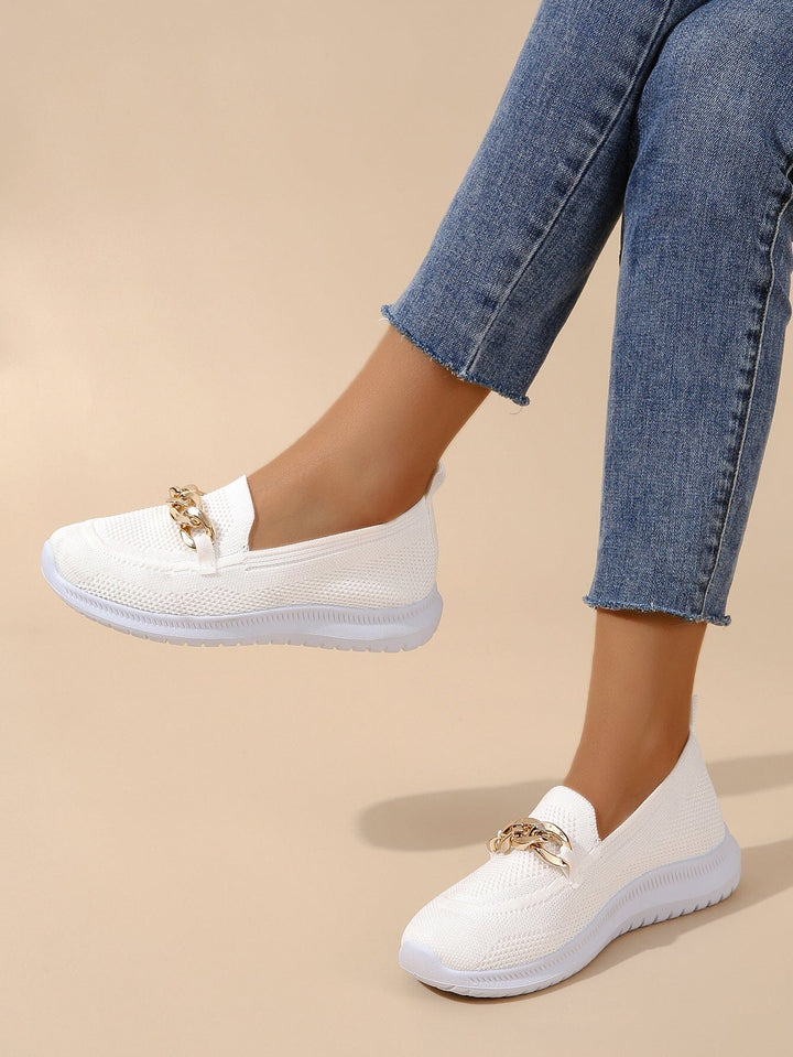 Damskie dzianinowe mokasyny wsuwane | casual