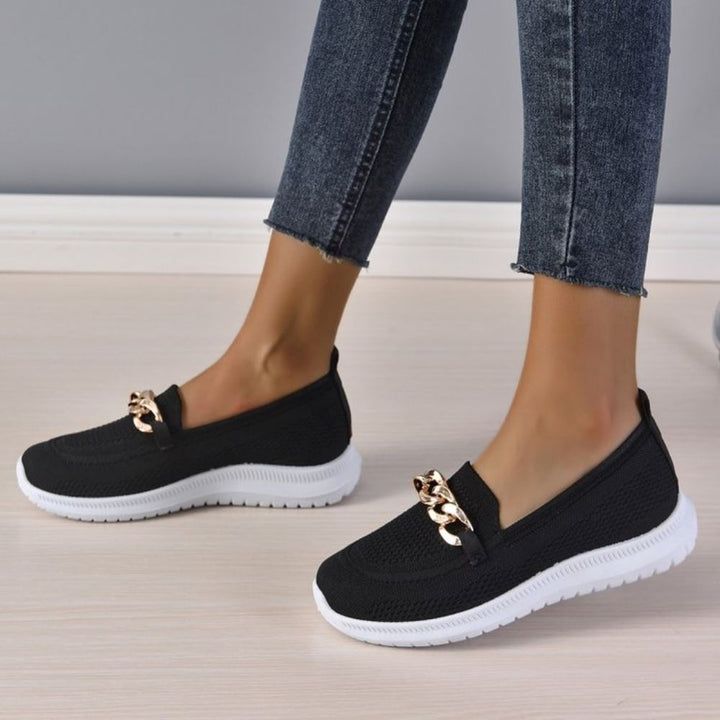 Damskie dzianinowe mokasyny wsuwane | casual